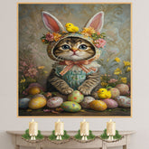 Kitten in Easter Outfit, Cute Spring Art for Cat Lovers, Easter Gift for Pet Owners, Adorable Cat Portrait for Home Decor, Wall Art on Canvas Wrap, Framed Print, or Rolled Artwork for Living Room or Bedroom